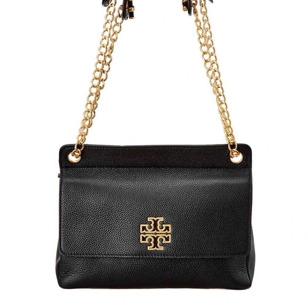 Tory burch black chain strap flap bag